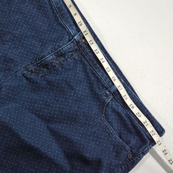 Lands' End Womens Shorts 24W Blue Polka Dot Cut Off Denim Shorts - Picture 10 of 12